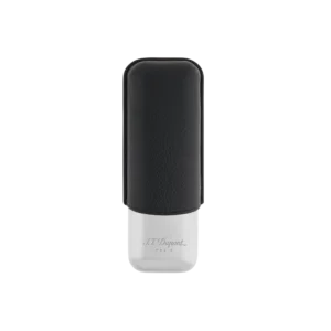 S.T. Dupont Black Grained and Chrome 2 Cigar Case