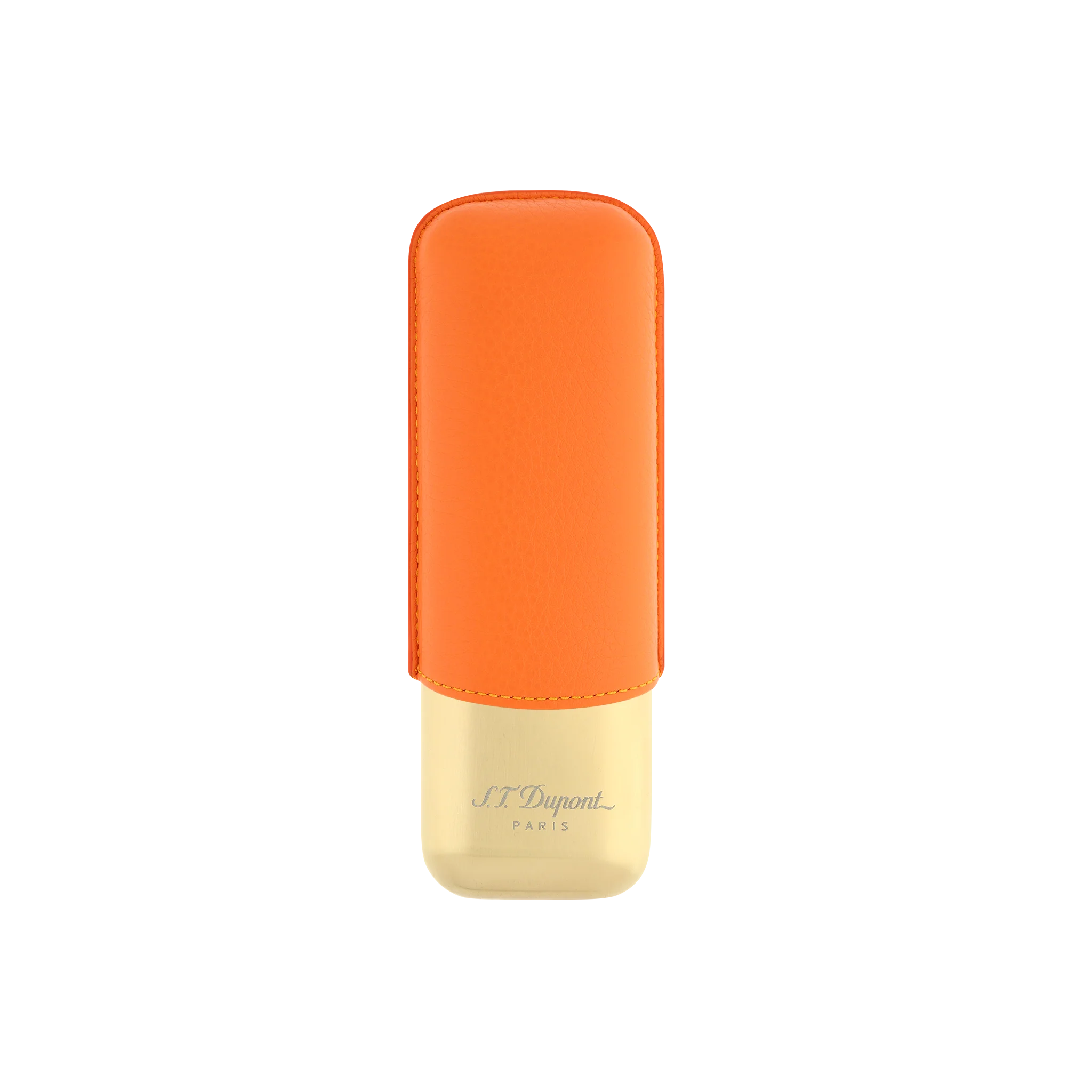 S.T. Dupont Orange Grained and Gold 2 Cigar Case